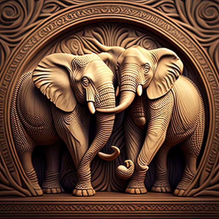 3D model Castor and Pollux elephants famous animal (STL)